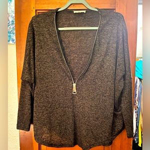 Pullover brown quarter zip lightweight sweater